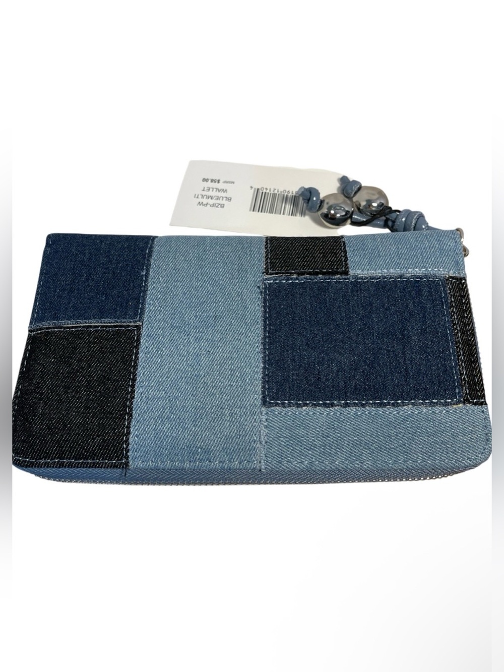Steve Madden Wallet Blue Denim Patchwork Zip Around - NWT **
